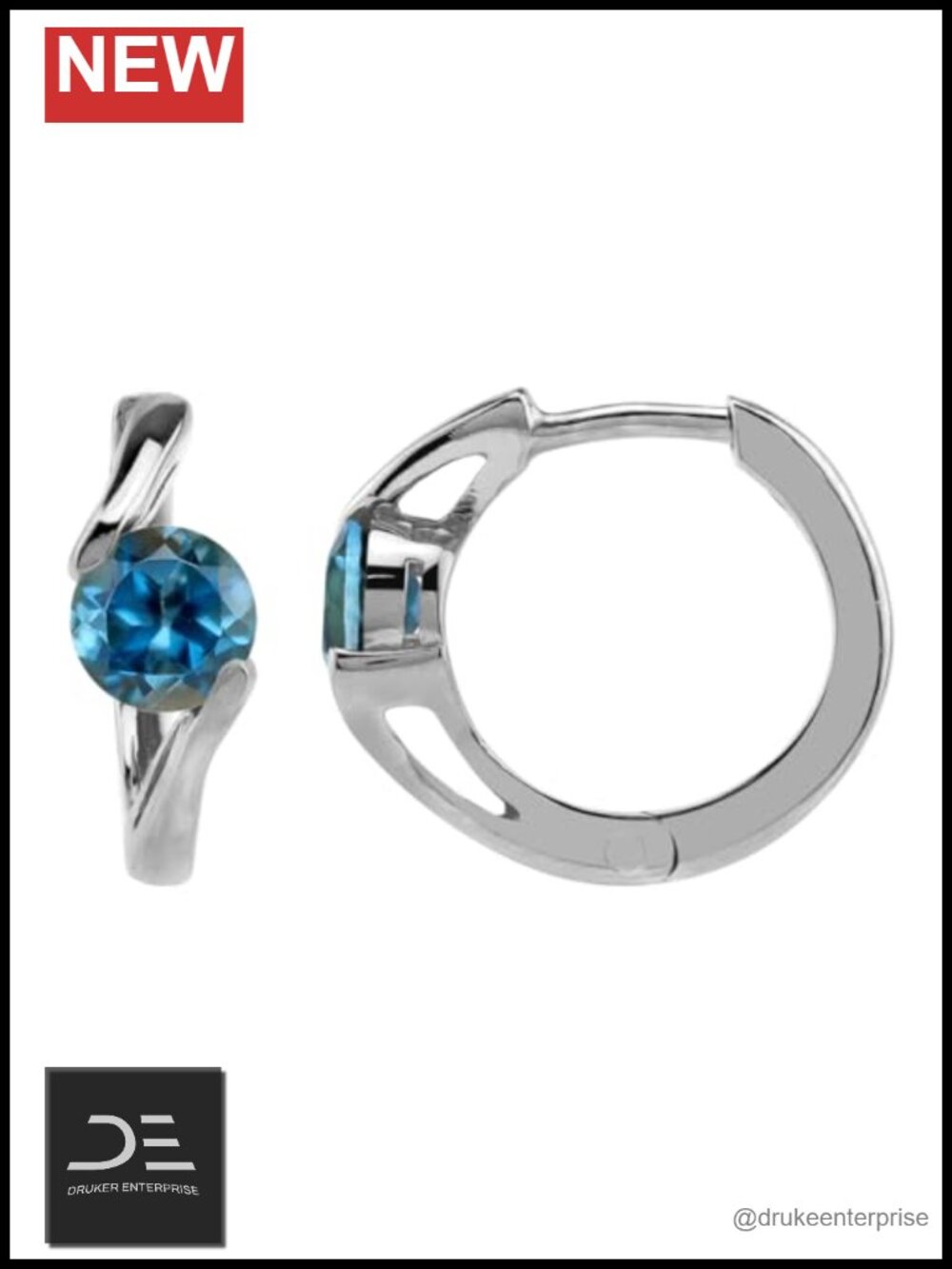 5MM Round Gemstone Huggie Hoop Earrings White Gold Plated 925 Sterling Silver